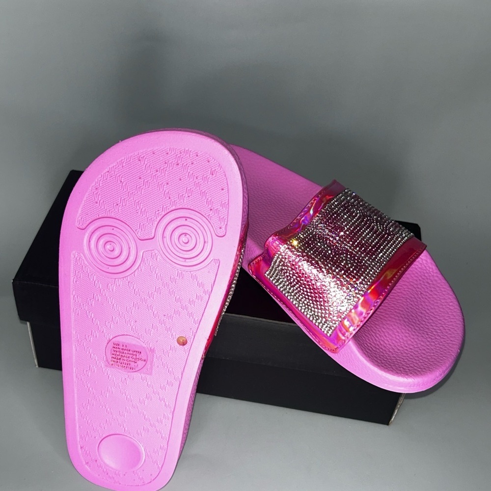 New Bebe kids Pink bling Slide Sandals - Picture 3 of 6